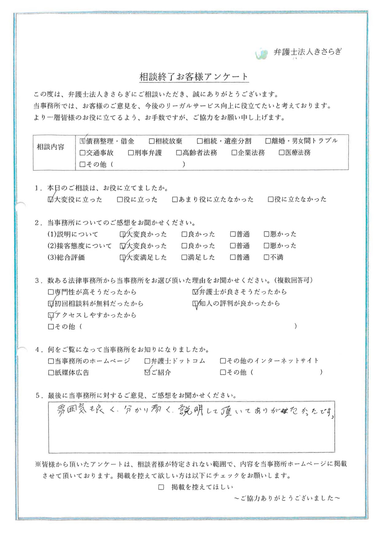 雰囲気も良く、分かり易く説明して頂いてありがたかったです